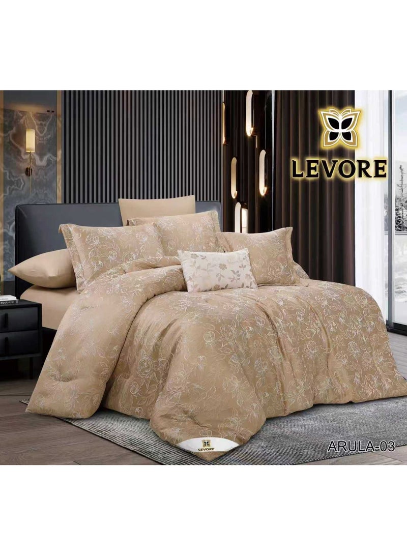 LEVORE 8-piece bedspread set, 100% soft, double-sided, summer style, with filling and fasteners, suitable for king-size beds (NELLIE-03)